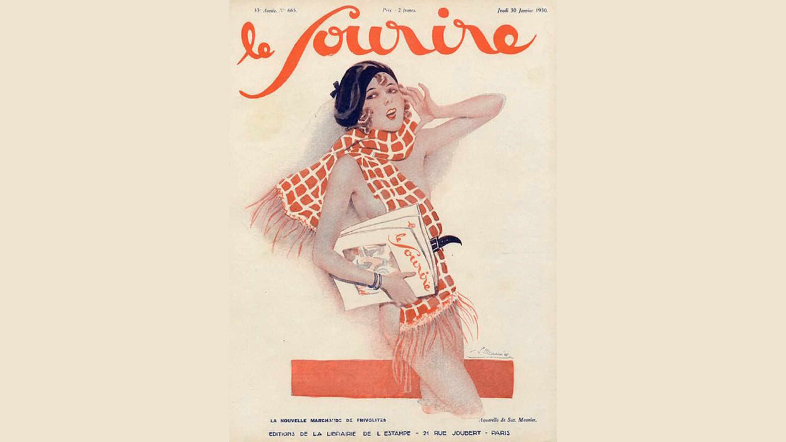 Portada de la revista francesa Le Sourire de 1930 con ilustración picaresca