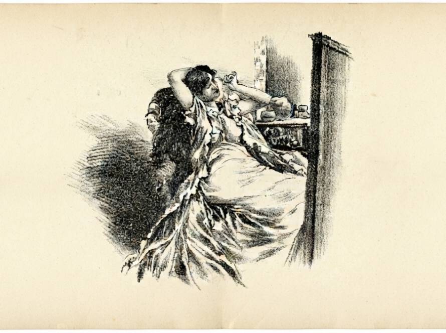 Ilustración antigua a tinta en tonos sepia, cabecera del blog de NautaColecciones