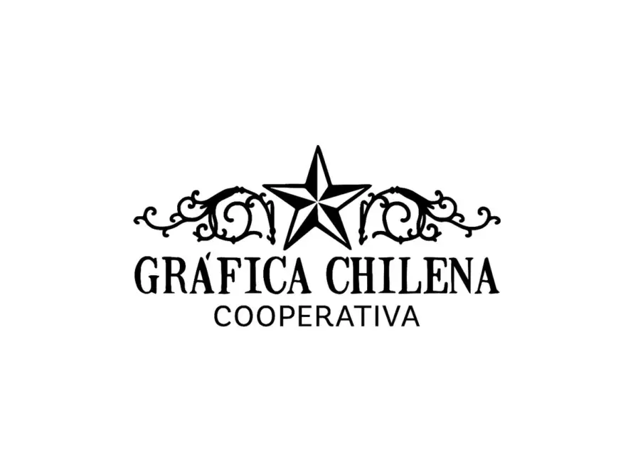 Logo completo de la Cooperativa Gráfica Chilena, con una estrella y el nombre de la organización en negro sobre fondo blanco